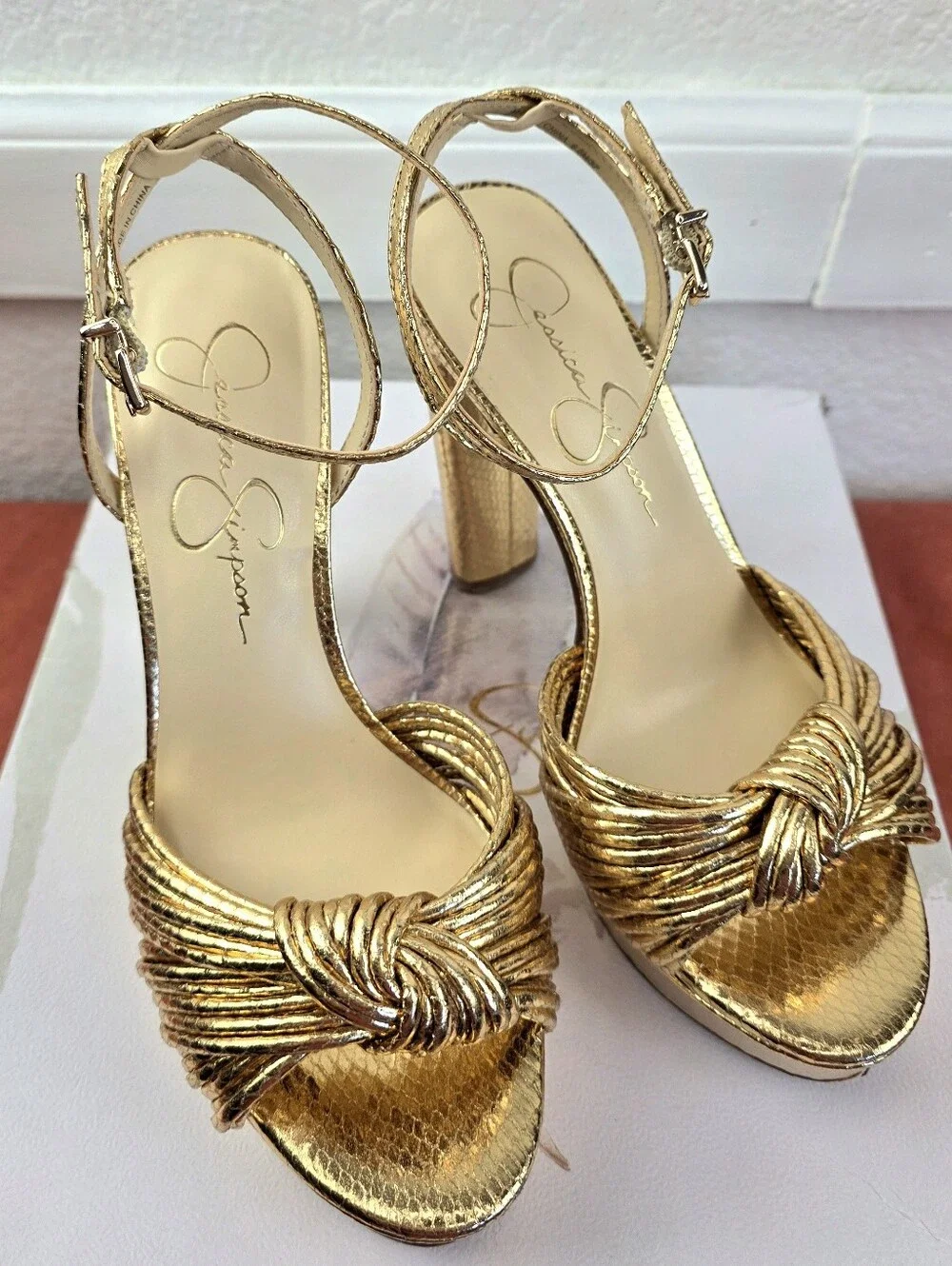 Jessica Simpson Immie Knotted Platform Sandals Gold
